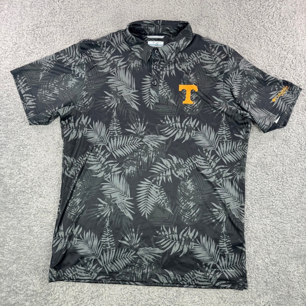 Columbia PFG Omni-Shade Mens Tennessee Volunteers Polo Shirt Palm Trees Medium